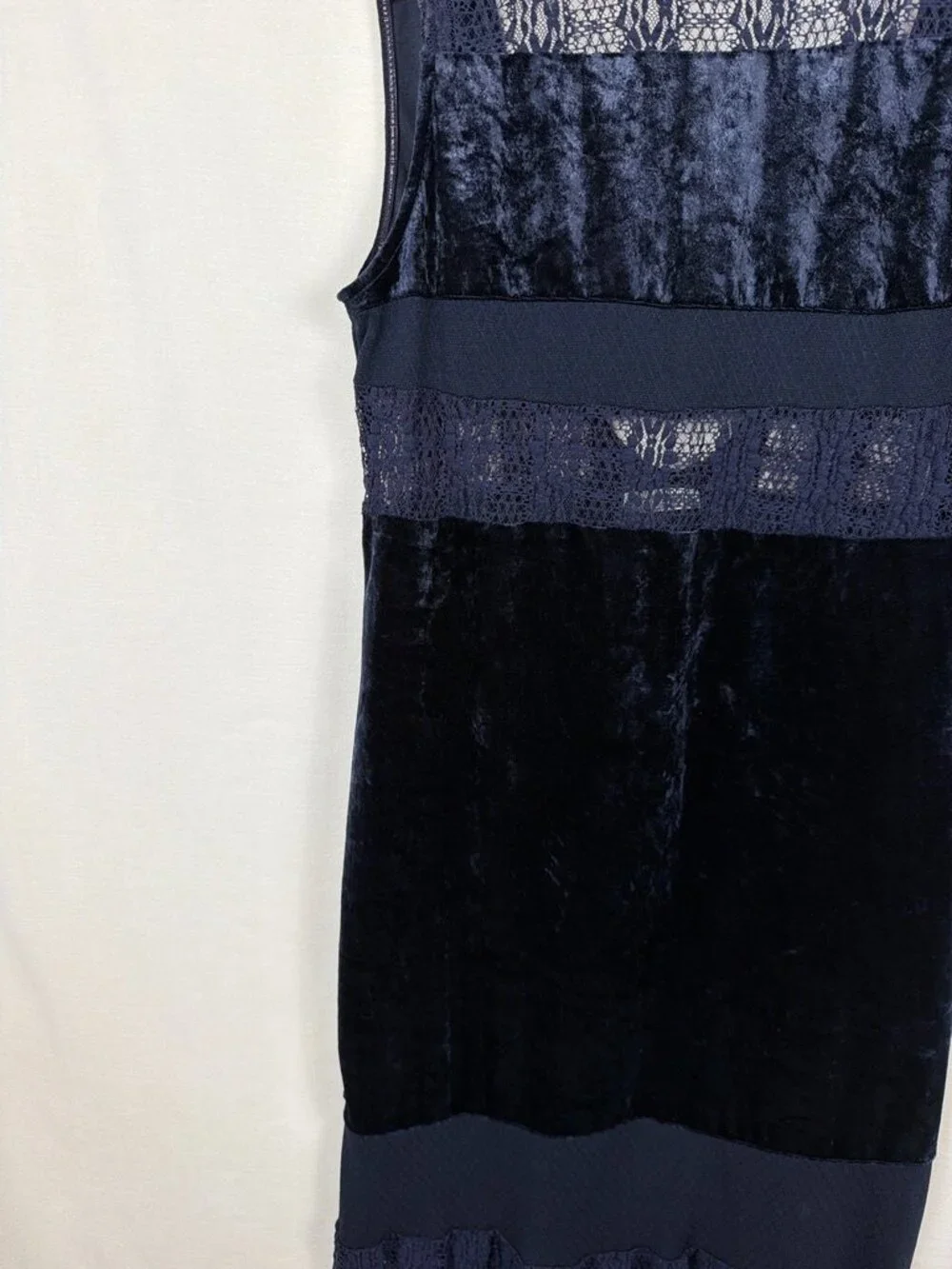 Free People Keep In Line Velvet Lace Column Maxi Dress Midnight Blue Small S